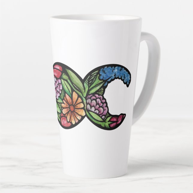 Triple Moon Symbol Bloom Latte Mug (Right Angle)