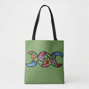 Triple Moon Symbol Bloom Tote Bag