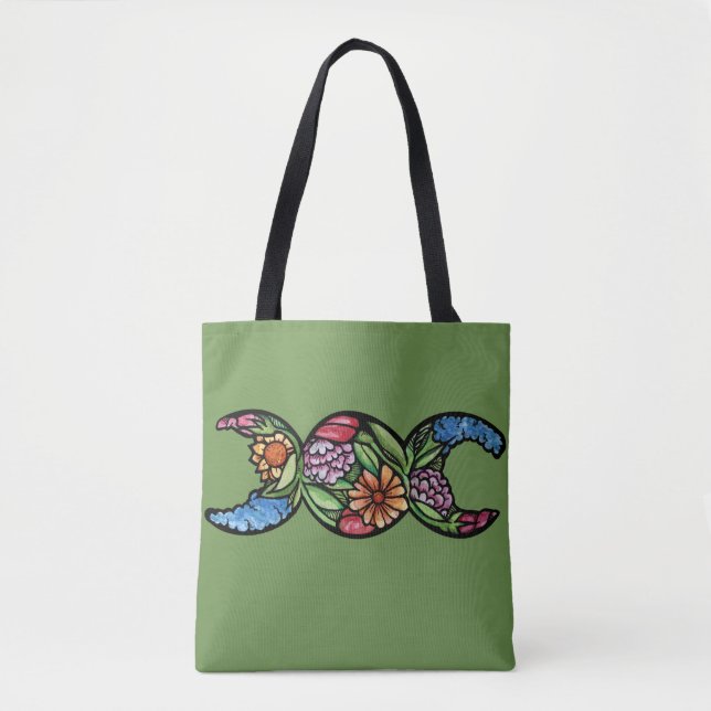 Triple Moon Symbol Bloom Tote Bag (Front)