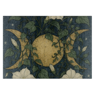 Triple Moon Symbol Moonflowers Cutting Board