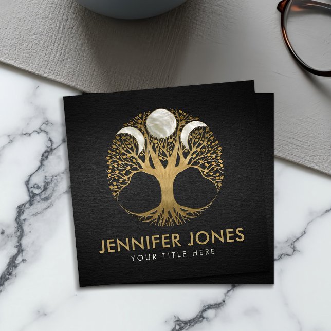 Triple Moon - Tree of life Ornament Square Business Card (Creator Uploaded)