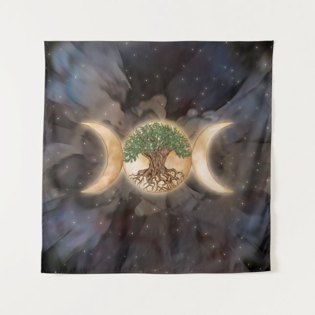 Triple Moon tree of life Tapestry (Front)