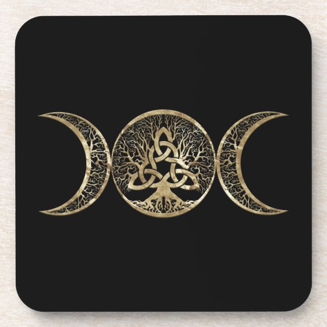Triple Moon Tree of Life Triquetra Coaster (Front)