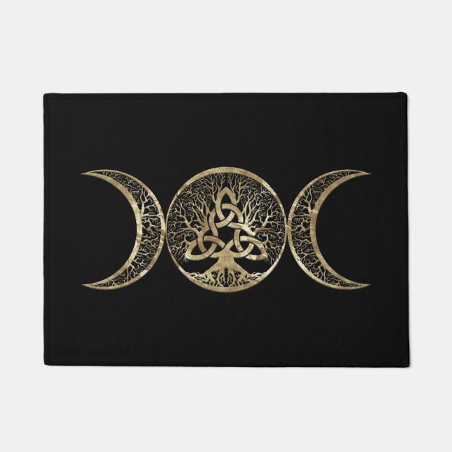Triple Moon Tree of Life Triquetra Doormat (Front)