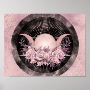 Triple Moon - Triple Goddess -Gentle Floral Poster