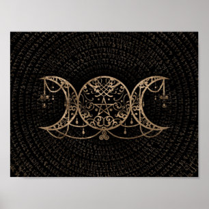 Triple Moon - Triple Goddess Gold and black Poster