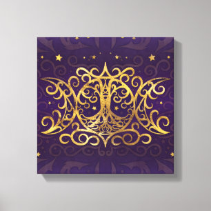 Triple Moon - Triple Goddess Gold and Purple Canvas Print