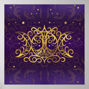 Triple Moon - Triple Goddess Gold and Purple Poster