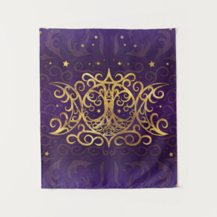 Triple Moon - Triple Goddess Gold and Purple Tapestry
