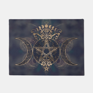 Triple Moon - Triple Goddess Gold and Purples Doormat