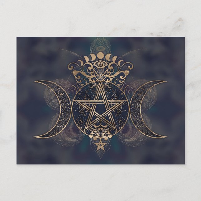 Triple Moon - Triple Goddess Gold and Purples Postcard (Front)