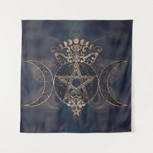 Triple Moon - Triple Goddess Gold and Purples Tapestry