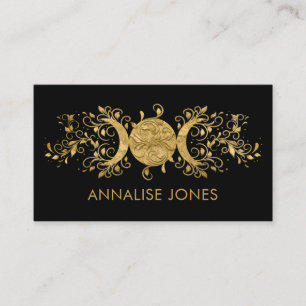 Triple Moon - Triple Goddess Golden Ornament Business Card