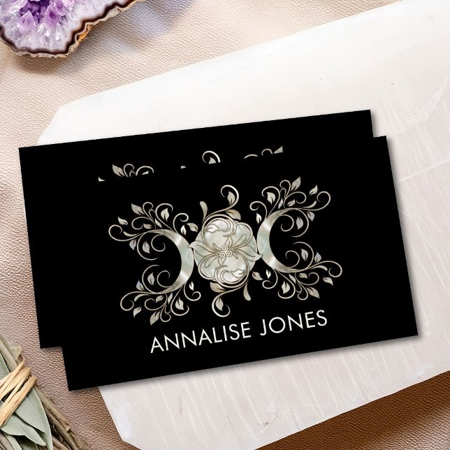 Triple Moon - Triple Goddess Mother of Pearl  Business Card (Creator Uploaded)
