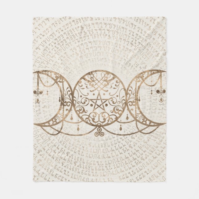 Triple Moon - Triple Goddess Pastel Gold Fleece Blanket (Front)
