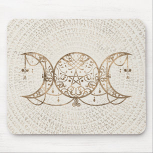 Triple Moon - Triple Goddess Pastel Gold Mouse Pad