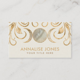 Triple Moon - Triple Goddess Pearl and Gold Busin Business Card