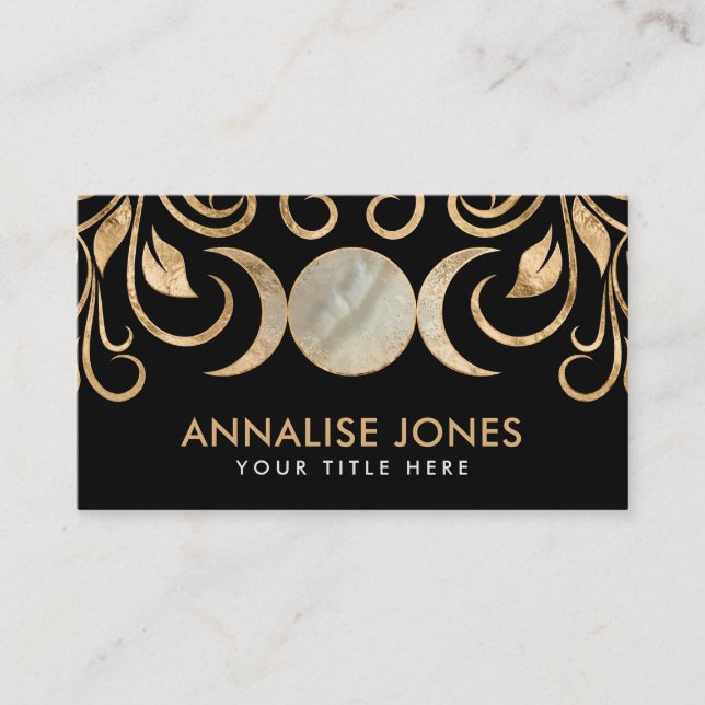  Triple Moon - Triple Goddess Pearl and Gold Business Card (Front)