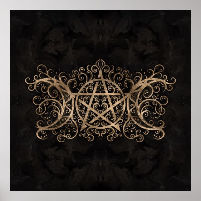 Triple Moon - Triple Goddess Pentagram Ornament Poster (Front)