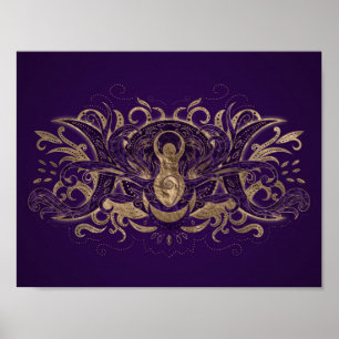 Triple Moon - Triple Goddess Purple and Gold Poster