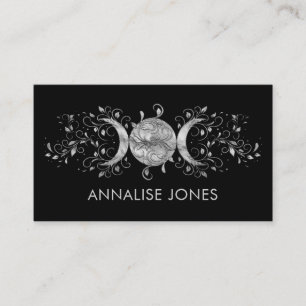 Triple Moon - Triple Goddess Silver Ornament Business Card