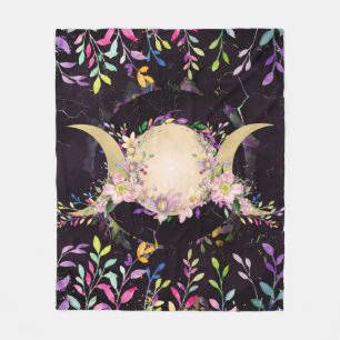 Triple Moon - Triple Goddess- Watercolor Fleece Blanket