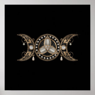 Triple Moon Triquetra Mother of Pearl Poster