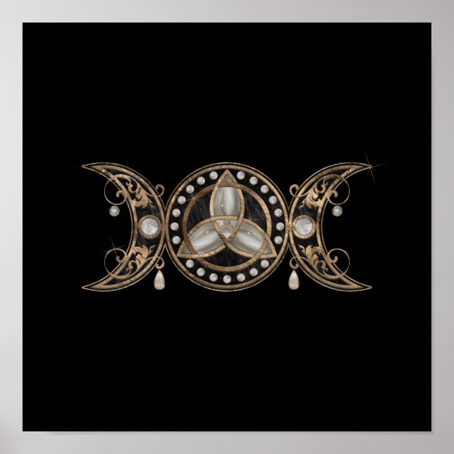 Triple Moon Triquetra Mother of Pearl Poster (Front)