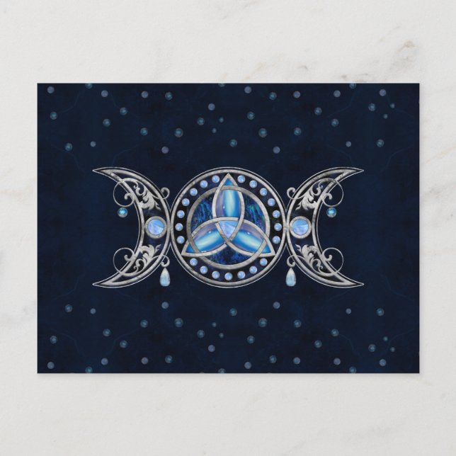 Triple Moon Triquetra Ornament with Moonstone Postcard (Front)