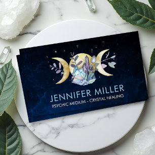 Triple Moon - Watercolor Crystals Business Card