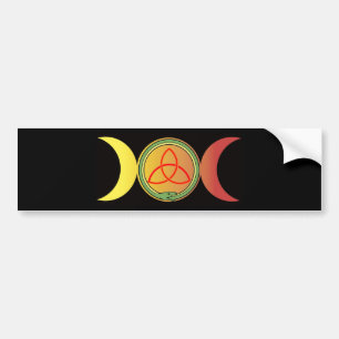 triple moon with green ouroboros and red triquetra bumper sticker
