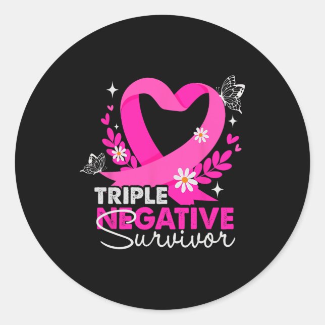 Triple Negative Survivor Breast Cancer Awareness G Classic Round Sticker (Front)