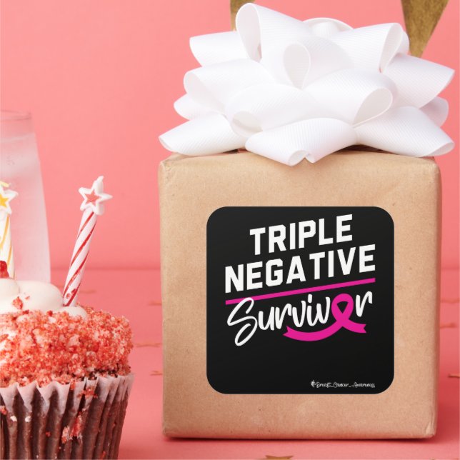 Triple Negative Survivor Breast Cancer Awareness Square Sticker (Party)