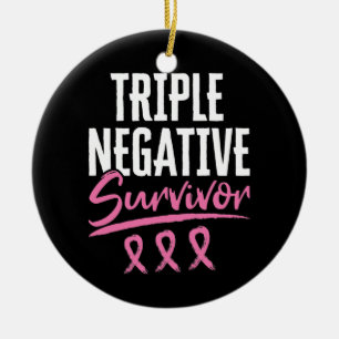 Triple Negative Survivor Breast Cancer TNBC Ceramic Ornament