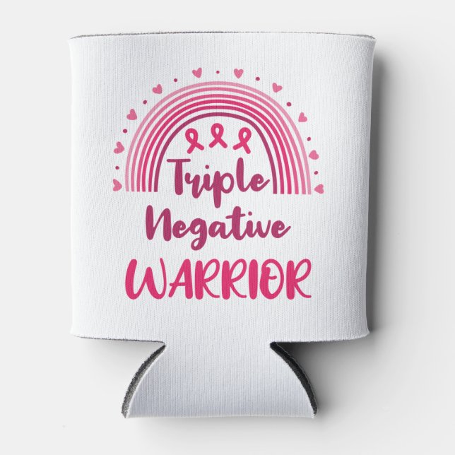 Triple Negative Warrior Breast Cancer Rainbow Can Cooler (Front)