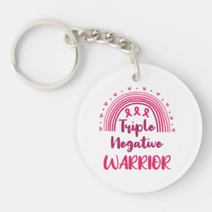 Triple Negative Warrior Breast Cancer Rainbow Key Ring