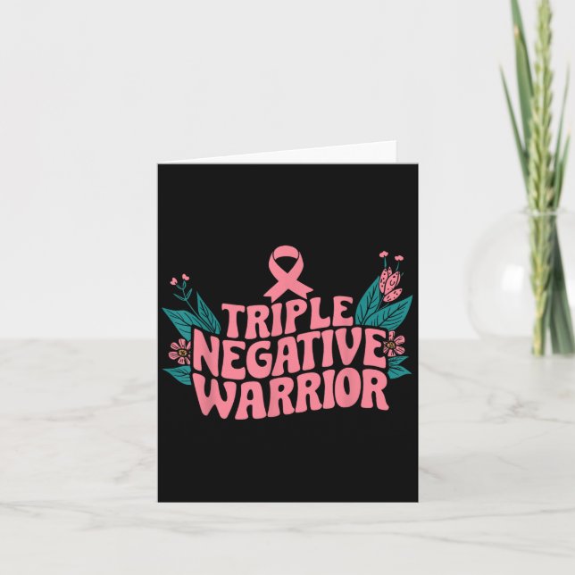 Triple Negative Warrior Nk Ribbon Breast Cancer  Card (Front)