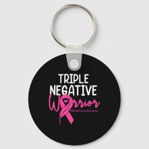 Triple Negative Warrior Pink Ribbon Breast Cancer Key Ring