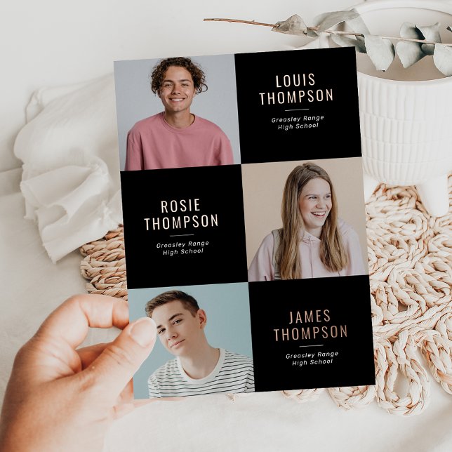 Triple Photo 3 Grad Rose Gold Graduation Party (Creator Uploaded)