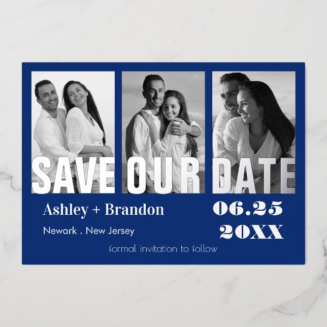 Triple Photo Blue, White, REAL (Front)