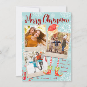 Triple Photo Fun Christmas Holiday   Personalised Card
