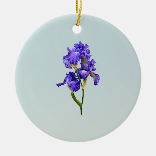 Triple Purple Iris Ceramic Ornament (Front)