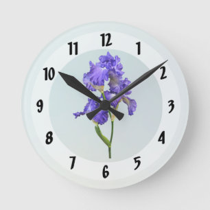 Triple Purple Iris Round Clock
