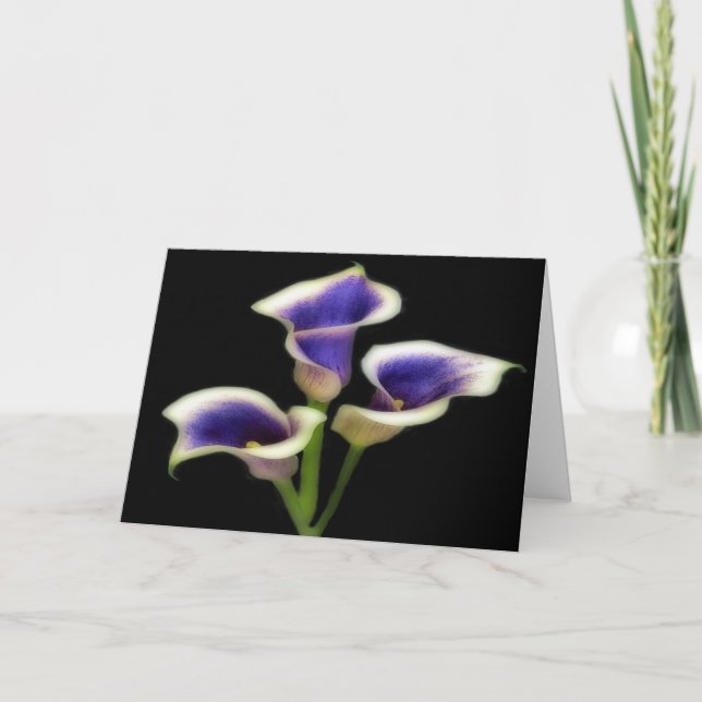Triple Royal Purple Floral Greeting Cards (Front)