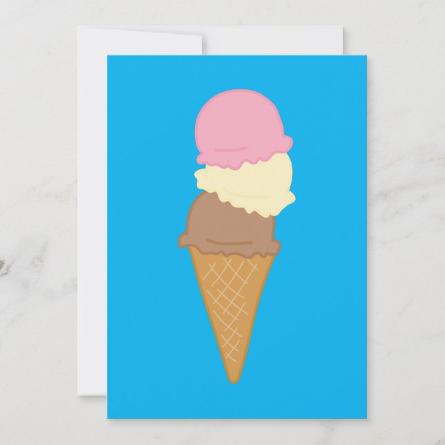 Triple Scoop Ice Cream Cone Invitation (Front)