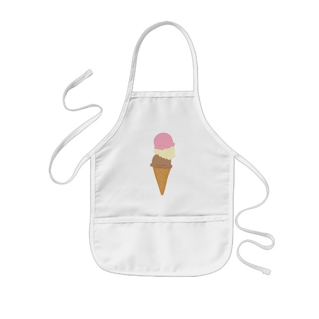 Triple Scoop Ice Cream Cone Kids Apron (Front)