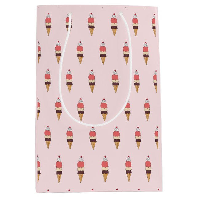 Triple Scoop Ice Cream Cone Medium Gift Bag (Front)