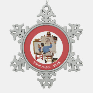 Triple Self-Portrait Snowflake Pewter Christmas Ornament