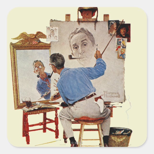 Triple Self-Portrait Square Sticker (Front)