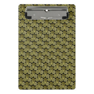 Triple spiral Gold Black Pattern Mini Clipboard